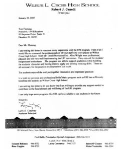 UPI Education, Larry Conaway Letter 2005